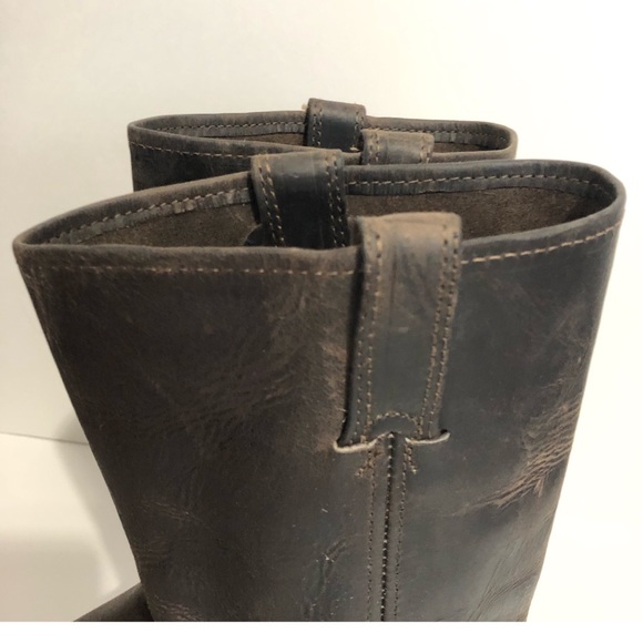 Frye Harness Boots Nubuck Oiled Leather Brown 8 - Picture 11 of 15